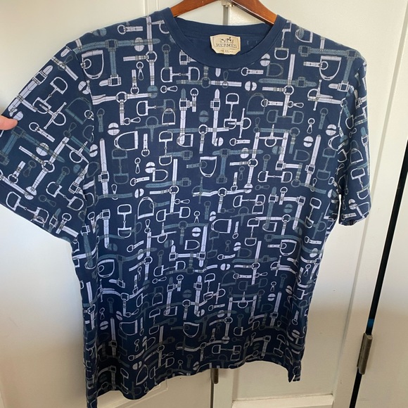 SOLD!!! Hermes Cotton Navy Blue T-Shirt for Men size XXL - Picture 9 of 13